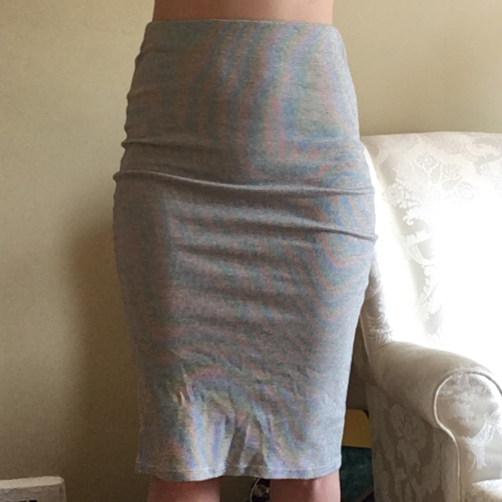 Zara Striped Pencil Skirt With Slit